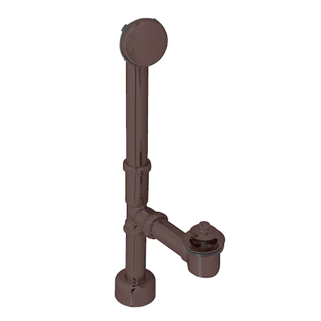 Westbrass Finished Twist & Close Bath Waste, Hidden Overflow -14" Make-Up, 17 Ga. In Oil Rubbed Bronze D3211HK-12